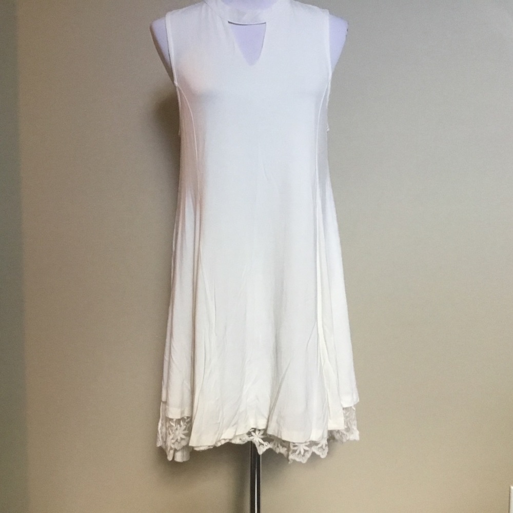 UMGEE ivory cream lace Keyhole tunic dress top M